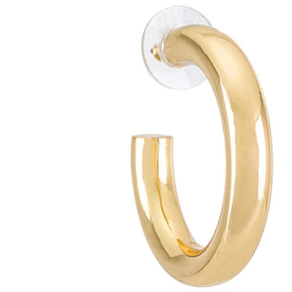 Gold Medium Tube Hoop Earrings in Gold - Picture 3 of 3